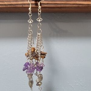 Elegant Silver and Purple Dangle Earrings